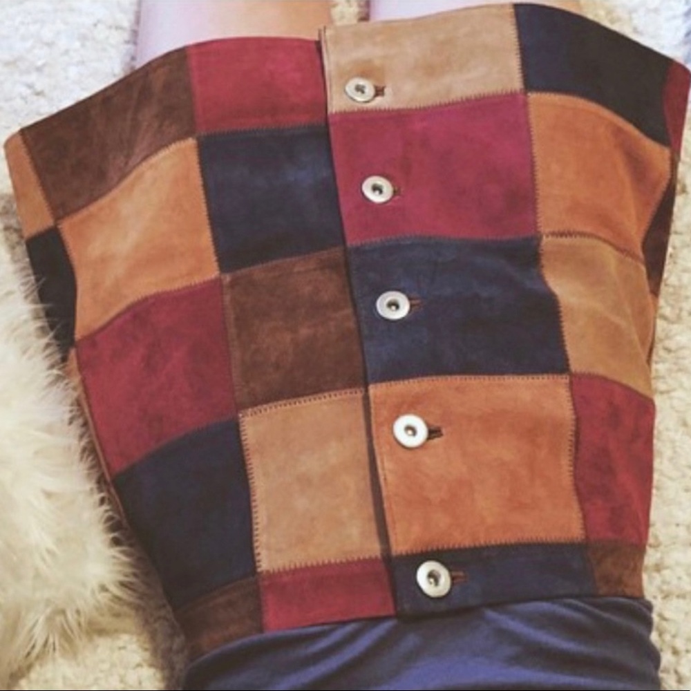 ASOS suede patchwork a-line skirt
